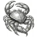 cancer 69 zodiac crab on elbow/tricep area tattoo design idea