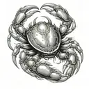 cancer 69 zodiac crab on elbow/tricep area tattoo design idea