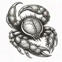 cancer 69 zodiac crab on elbow/tricep area tattoo design idea