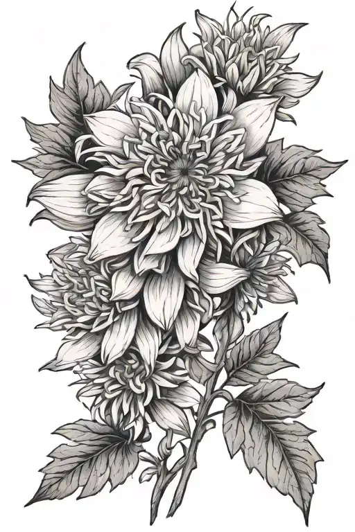 aster flower with the name Milo tattoo design idea