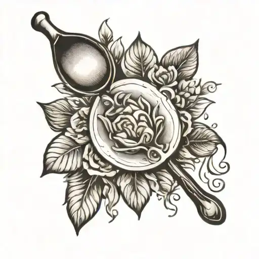 spoon drawn in black tattoo design idea