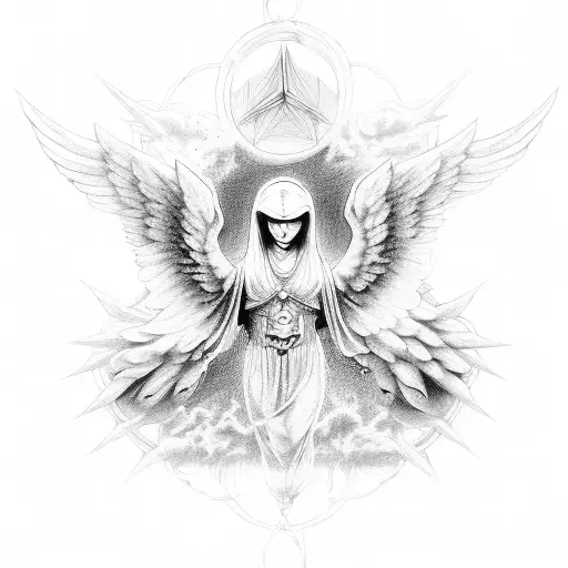 seraphim angel symmetrical eyes everywhere demon tattoo design idea