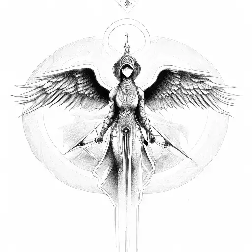 seraphim angel symmetrical eyes everywhere demon tattoo design idea