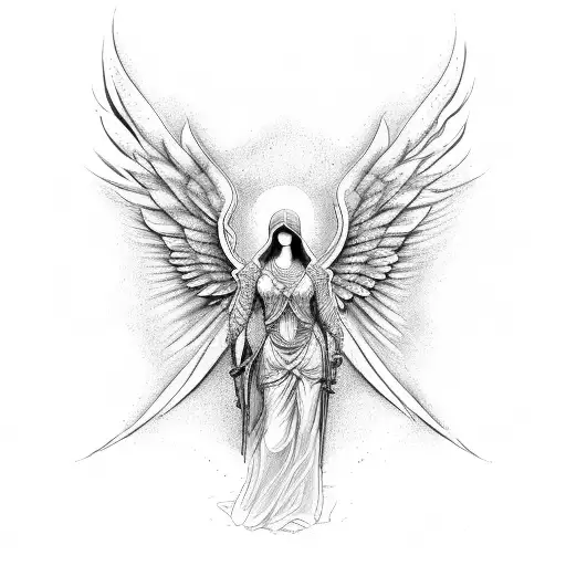 seraphim angel symmetrical  tattoo design idea