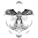 seraphim angel symmetrical eyes everywhere demon tattoo design idea