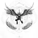 seraphim angel symmetrical eyes everywhere demon tattoo design idea