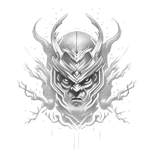 martillo de Thor fusionado con el árbol de la vida como mango del martillo tattoo design idea