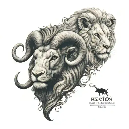 ram and lion tattoo design idea