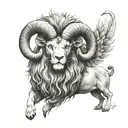 ram and lion tattoo design idea
