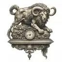 ram and lion on a libra scale  tattoo design idea