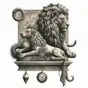ram and lion on a libra scale  tattoo design idea