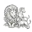 ram and lion tattoo design idea