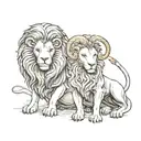 ram and lion tattoo design idea