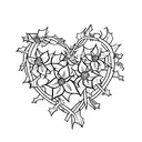 A realistic heart made of holly and daffodils with intricate details tattoo design idea