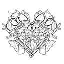 A realistic heart made of holly and daffodils with intricate details tattoo design idea