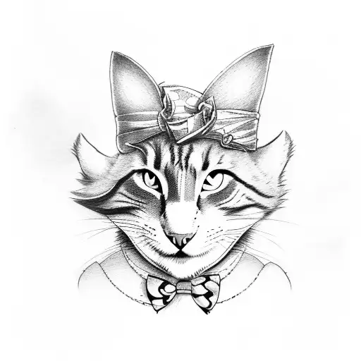 chesire the cat+mad hatter+white rabbit tattoo design idea