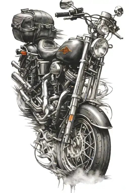 harley davidson bar tattoo design idea