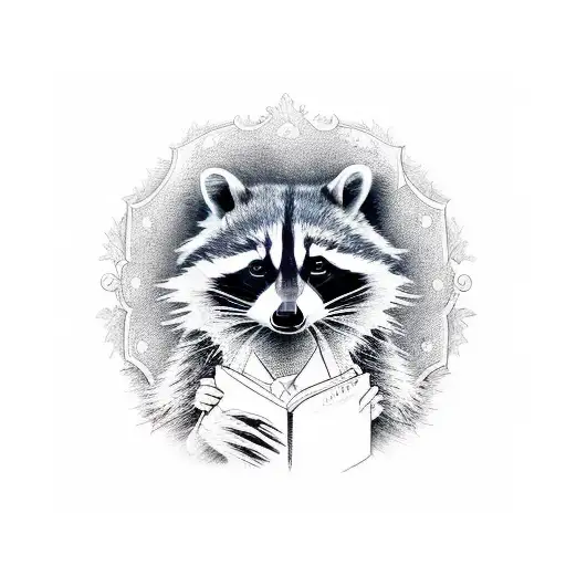 raccoon in wonderland  tattoo design idea