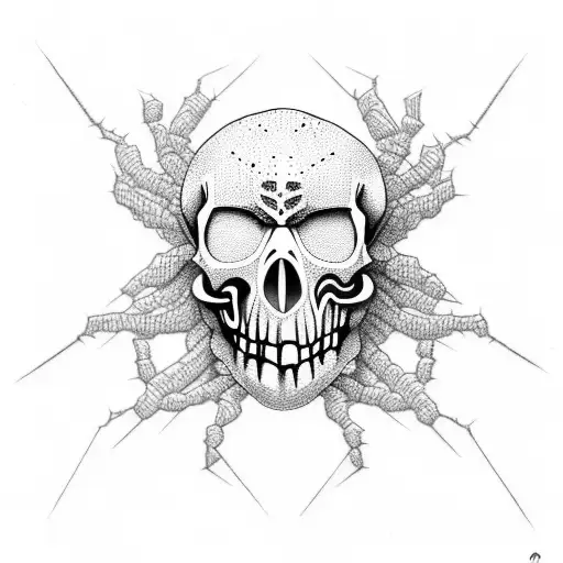 spider skull face  tattoo design idea