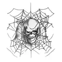 spider web skeleton flowers heart tattoo design idea