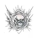 spider web skeleton flowers heart tattoo design idea