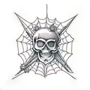 spider web skeleton flowers heart tattoo design idea