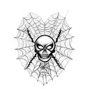 spider web skeleton flowers heart tattoo design idea