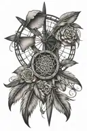 windmill dreamcatcher cross intertwined tattoo design idea