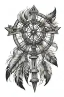 windmill dreamcatcher cross intertwined tattoo design idea