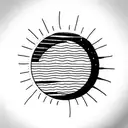 Simple all black sun  tattoo design idea