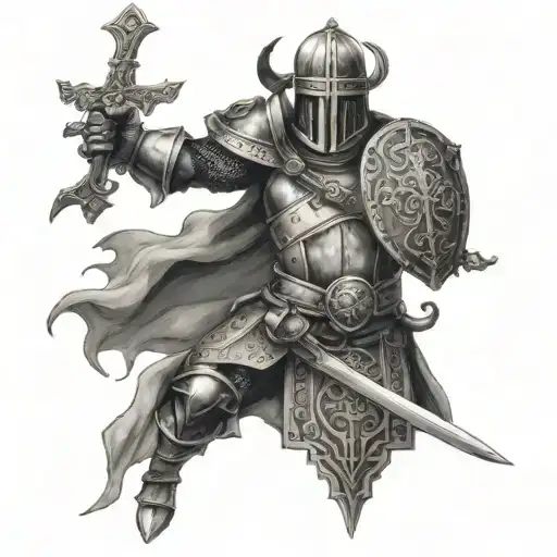 religion psalm 23 crusader  tattoo design idea