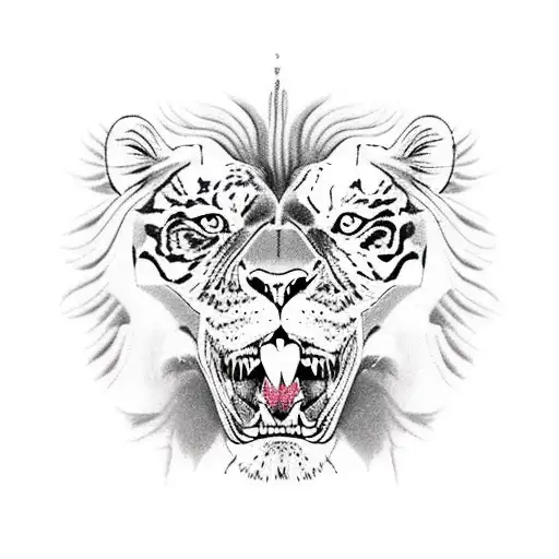 Lion and skull and tiger tattoo design idea