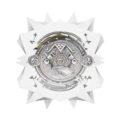 banner covered in Gold treasure with an inca medallion in The middle tattoo design idea