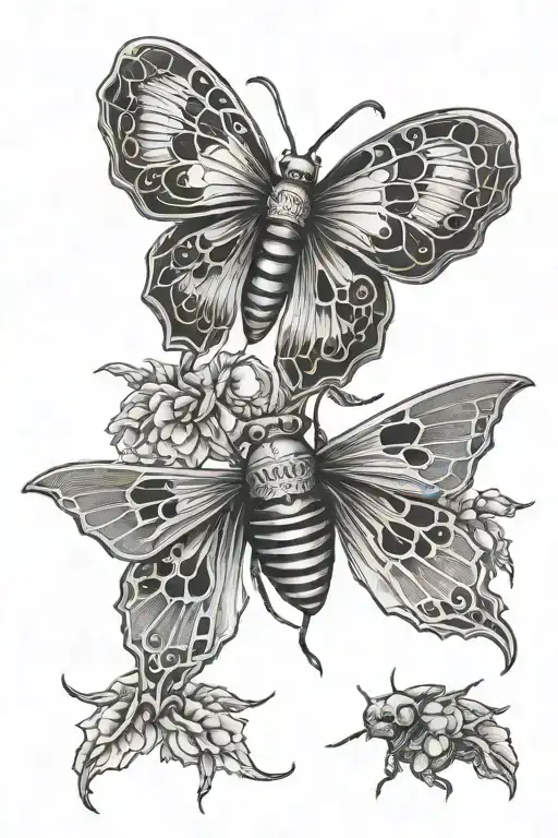 lantern moth, skull tattoo design idea