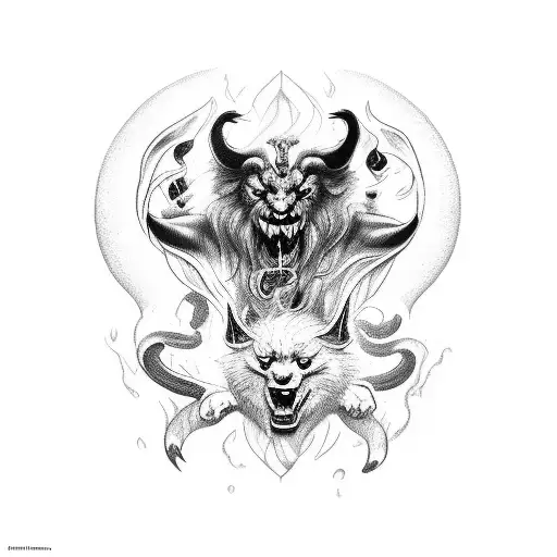 god hades with cerberus tattoo design idea