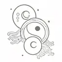 sun and moon, yin and yang tattoo design idea