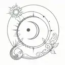sun and moon, yin and yang tattoo design idea
