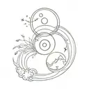 sun and moon, yin and yang tattoo design idea
