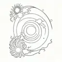 sun and moon, yin and yang tattoo design idea
