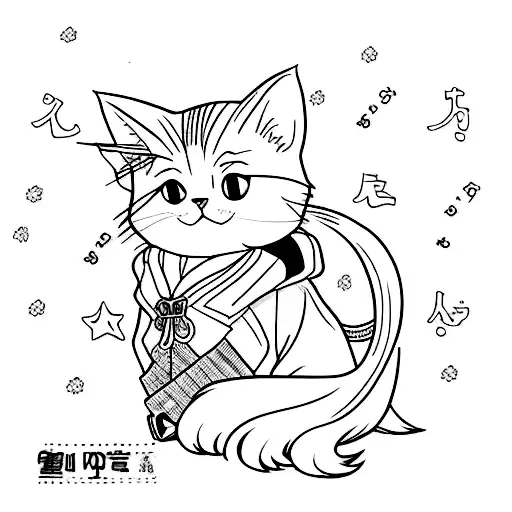 A cat dressed as a famous anime character tattoo design idea