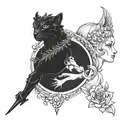 faced eachother apollo and artemis  tattoo design idea