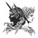 faced eachother apollo and artemis  tattoo design idea