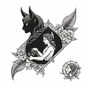 faced eachother apollo and artemis  tattoo design idea