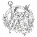 apollo and artemis god tattoo design idea