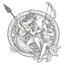apollo and artemis god tattoo design idea