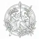 apollo and artemis god tattoo design idea