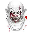 scary clown eating sushi drenched in blood tattoo design idea