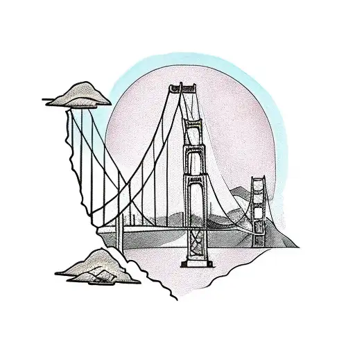 Golden Gate Bridge with tree tattoo design idea