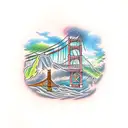 oak tree with Golden Gate Bridge  tattoo design idea