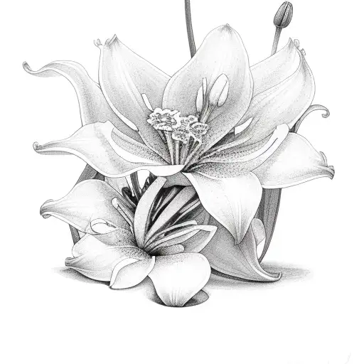 guinea pig and white lillies tattoo design idea